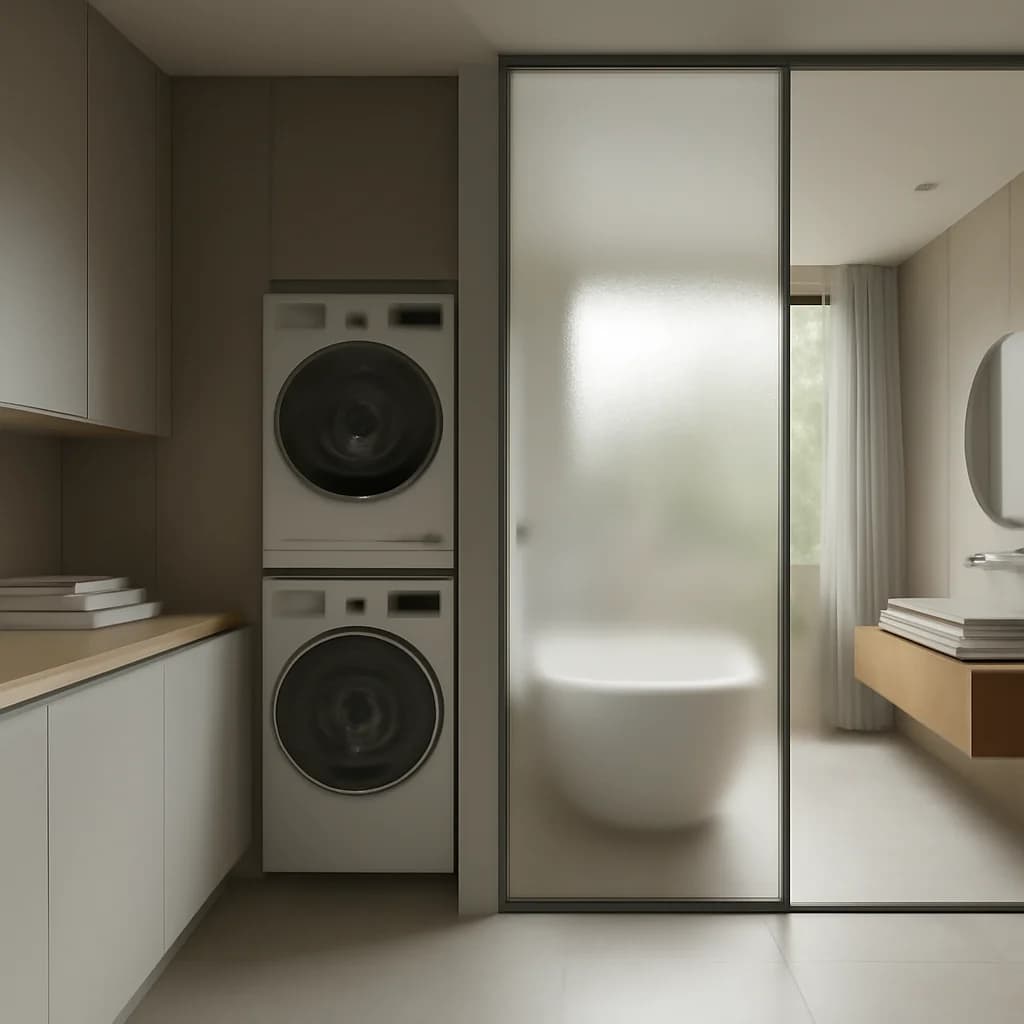 Spălătorie separată sau mașină de spălat în baie? — ilustratie design interior | Kapal Proiect