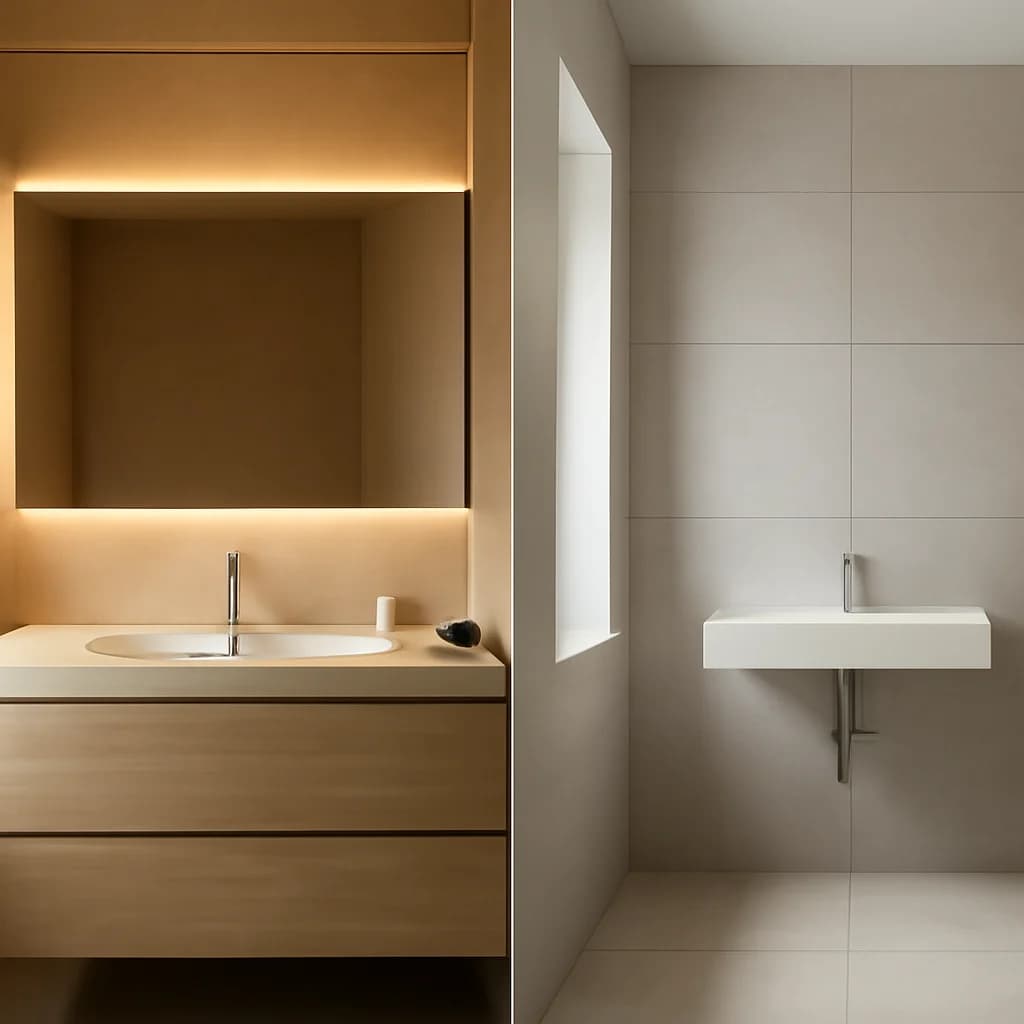 Lavoar pe mobilier sau pe consolă: cum alegi — ilustratie design interior | Kapal Proiect