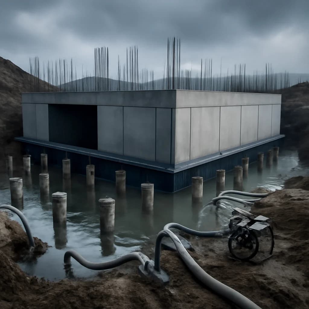 Teren cu apă freatică ridicată: cum construiești corect — ilustratie construcții | Kapal Proiect