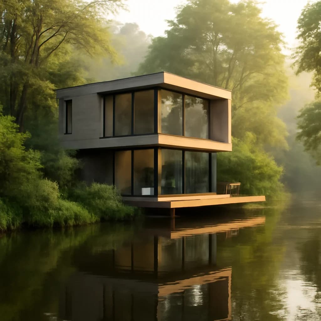 Construcție pe malul unui lac sau râu – restricții — ilustratie drept imobiliar | Kapal Proiect