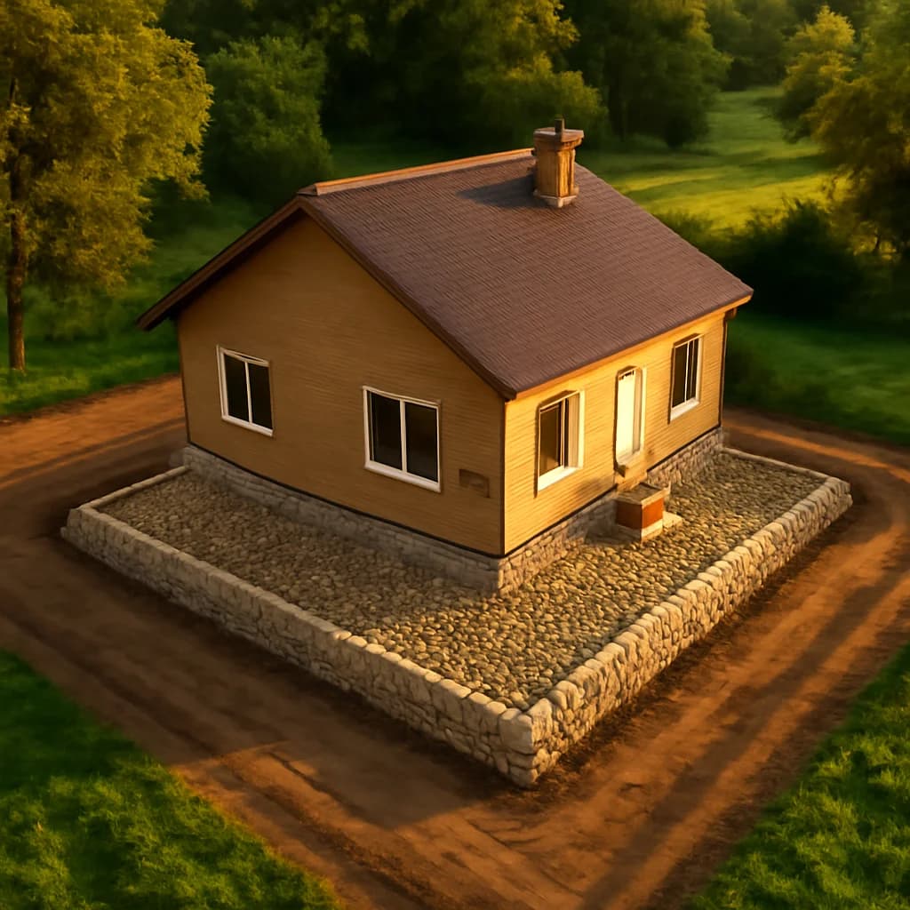 Piatră de râu sau pietriș sub fundație? — ilustratie construcții | Kapal Proiect