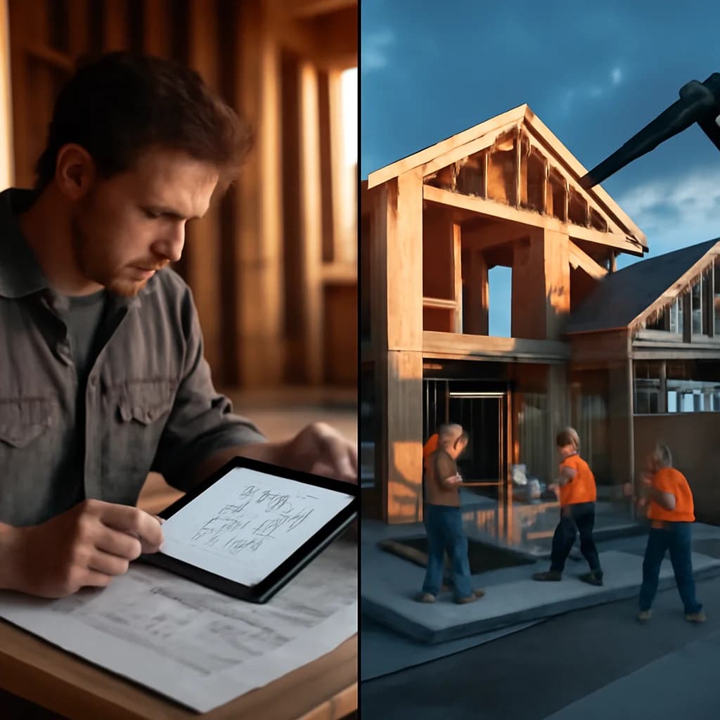Regie proprie sau firmă? Cum alegi pentru casa ta — ilustratie construcții | Kapal Proiect