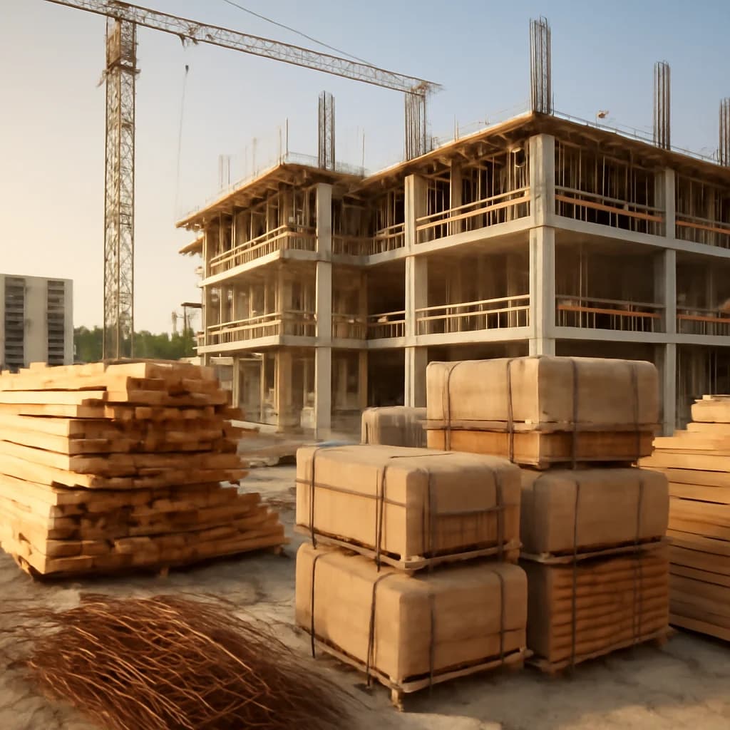Cum reduci risipa de materiale pe șantier — ilustratie sustenabilitate | Kapal Proiect