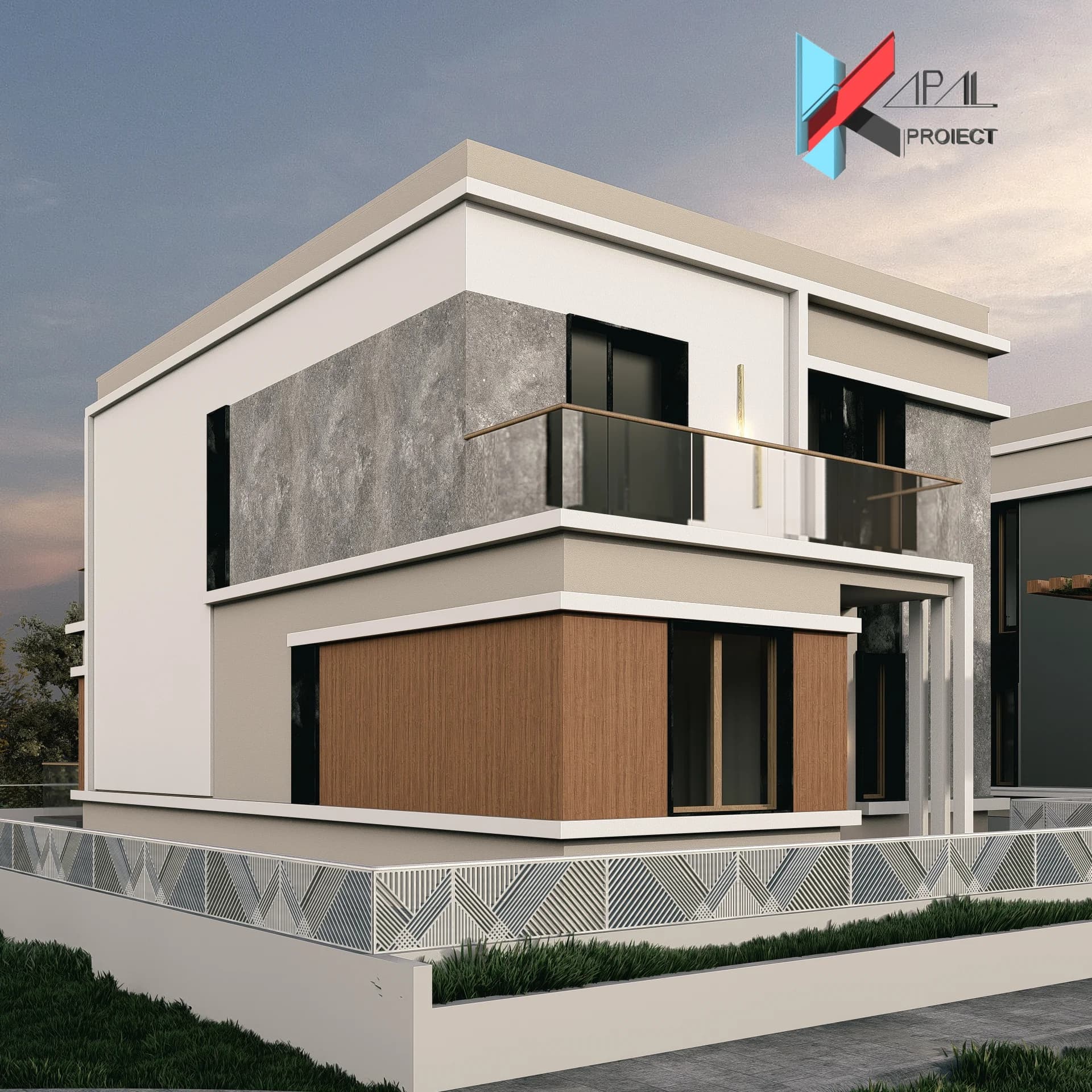 Proiect case modern K180 Locuinta unifamiliala P+1E Constanta - vedere spate Kapal Proiect