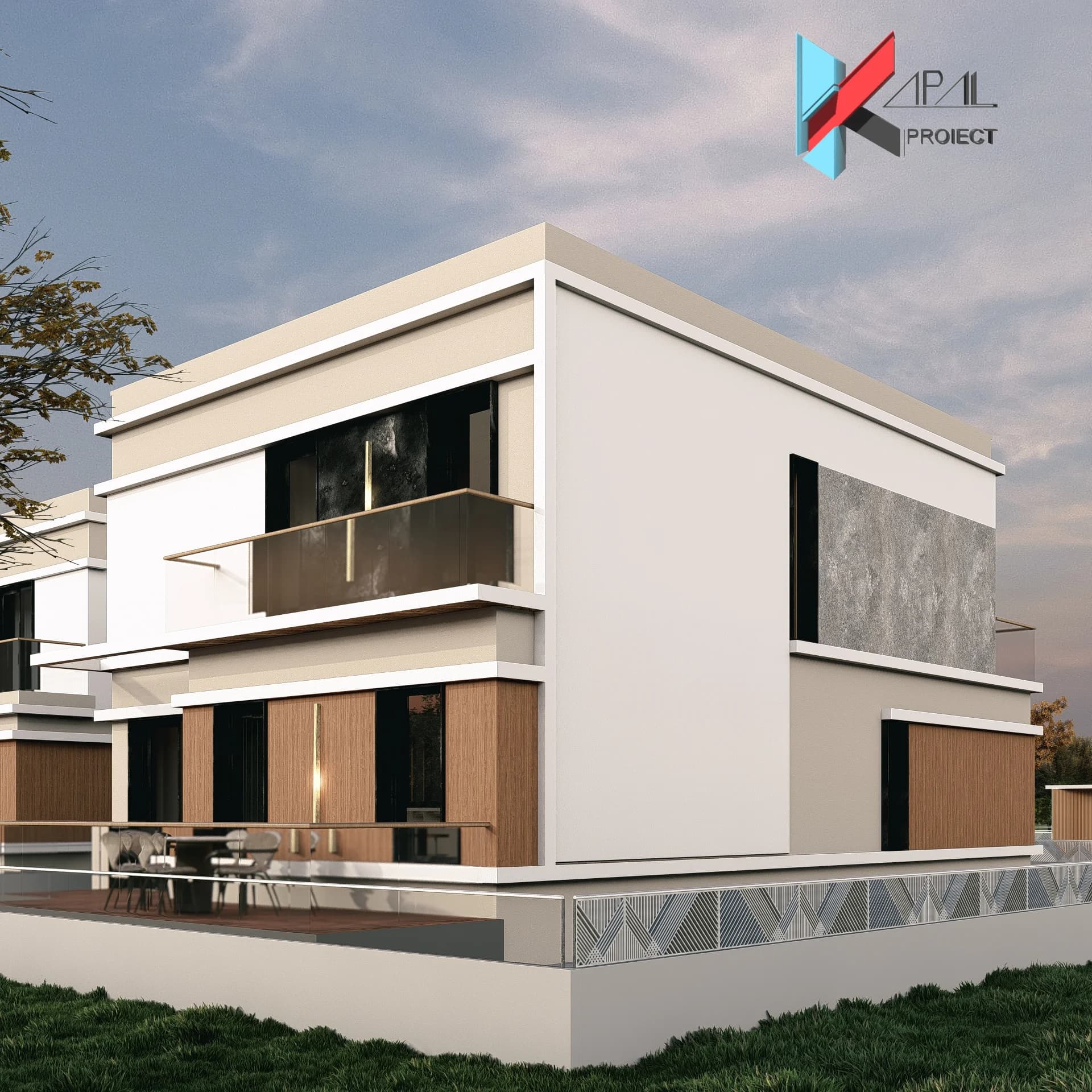 Proiect case modern K180 Locuinta unifamiliala P+1E Constanta - vedere laterala Kapal Proiect