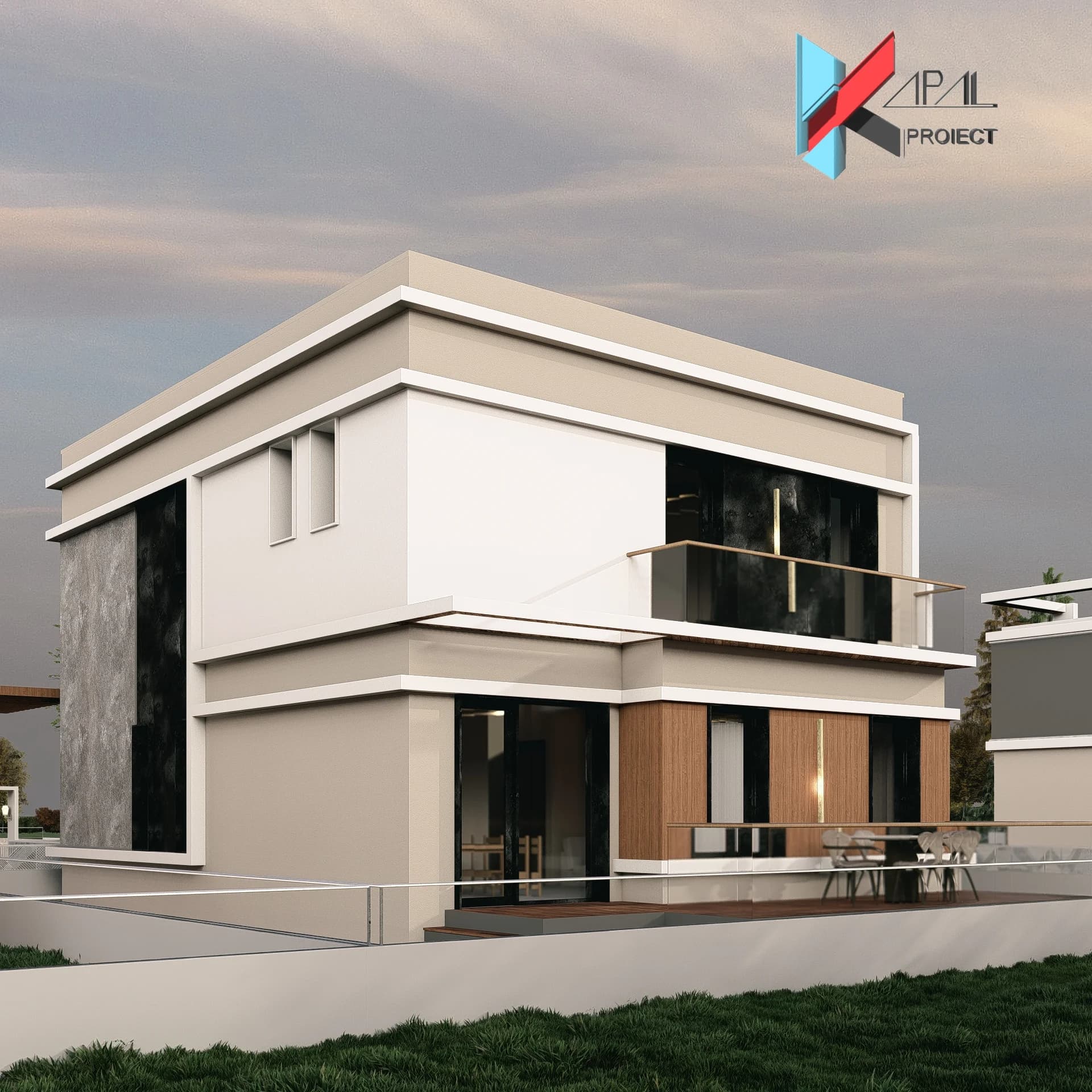 Proiect case modern K180 Locuinta unifamiliala P+1E Constanta - detaliu fatada Kapal Proiect