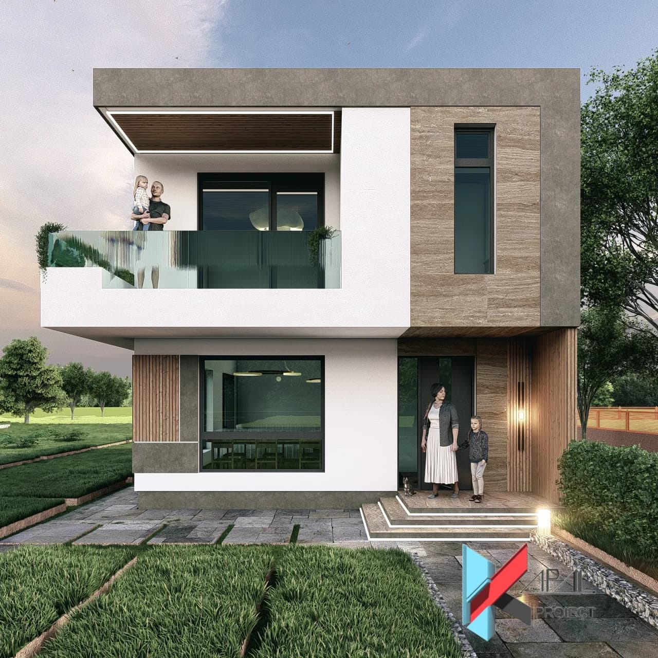 Proiect case modern K151 Locuinta unifamiliala P+1E - fatada principala Kapal Proiect