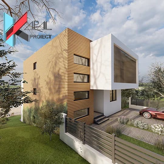Proiect case modern K004 Locuinta unifamiliala S+P+1E Constanta - detaliu fatada Kapal Proiect