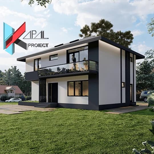 Proiect case modern K010 Locuinta unifamiliala P+1E Constanta - detaliu fatada Kapal Proiect