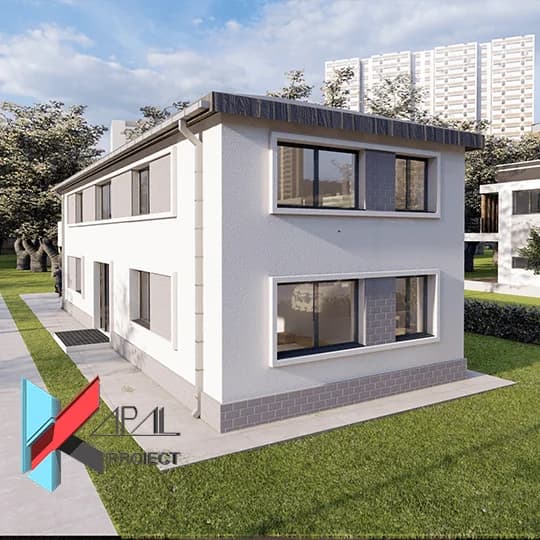 Proiect case modern K011 Locuinta unifamiliala S+P+M Constanta - detaliu fatada Kapal Proiect