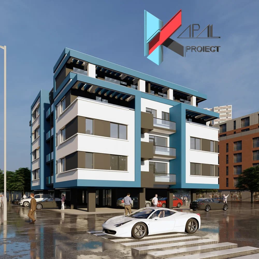 Proiect blocuri modern K019 Locuinte colective P+4E Constanta - fatada principala Kapal Proiect
