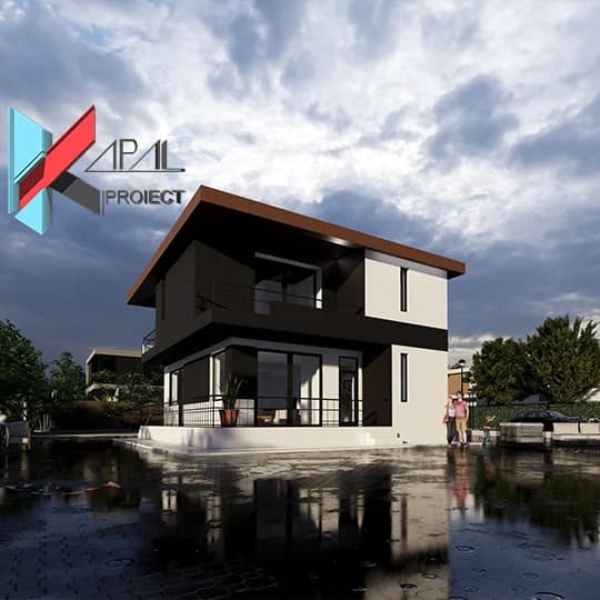 Proiect case modern K024 Locuinta unifamiliala P+1E Constanta - vedere laterala Kapal Proiect