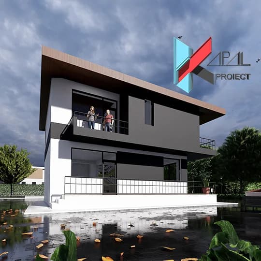 Proiect case modern K024 Locuinta unifamiliala P+1E Constanta - detaliu fatada Kapal Proiect
