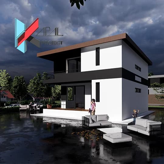 Proiect case modern K024 Locuinta unifamiliala P+1E Constanta - fatada principala Kapal Proiect
