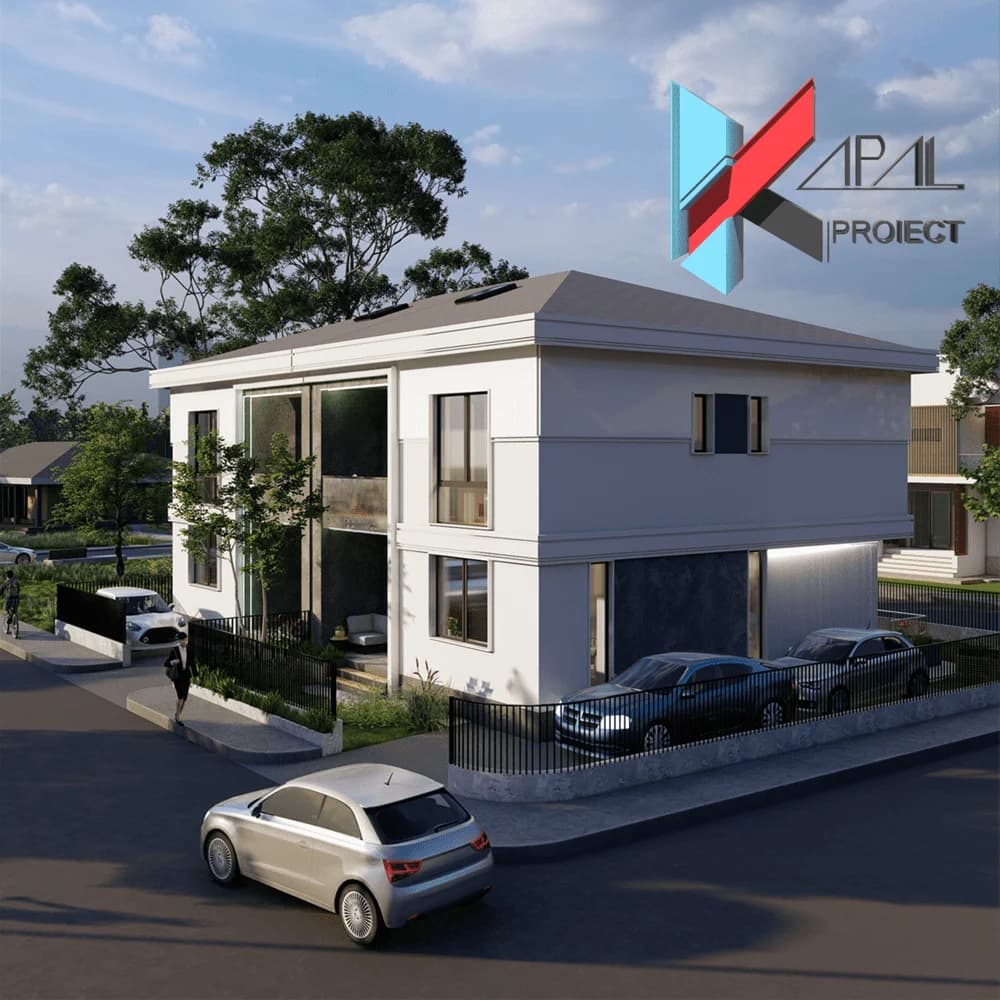 Proiect case modern K028 Locuinte cuplate S+P+1E Constanta - perspectiva exterioara Kapal Proiect