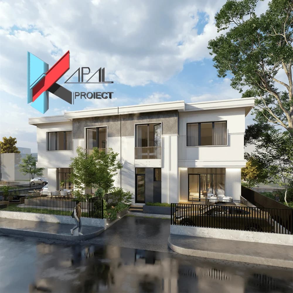 Proiect case modern K028 Locuinte cuplate S+P+1E Constanta - fatada principala Kapal Proiect