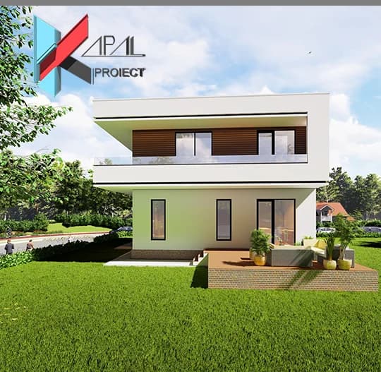Proiect case modern K030 Locuinta unifamiliala P+1E Constanta - vedere laterala Kapal Proiect