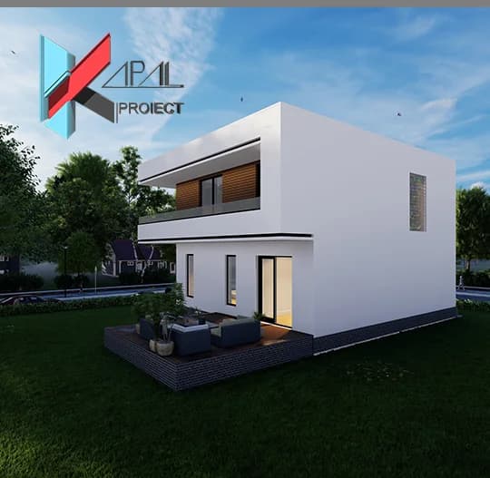 Proiect case modern K030 Locuinta unifamiliala P+1E Constanta - detaliu fatada Kapal Proiect