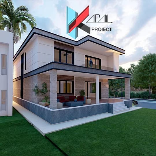 Proiect case modern K033 Locuinta unifamiliala P+1E Constanta - detaliu fatada Kapal Proiect