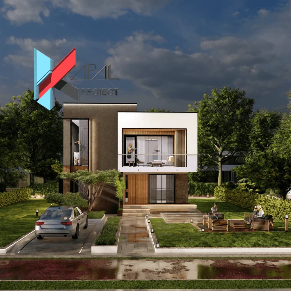 Proiect case modern K034 Locuinta unifamiliala P+1E Constanta - detaliu fatada Kapal Proiect