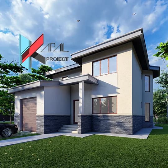 Proiect case modern K035 Locuinta unifamiliala P+1E Constanta - fatada principala Kapal Proiect