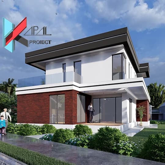Proiect case modern K039 Locuinta unifamiliala P+1E Constanta - detaliu fatada Kapal Proiect