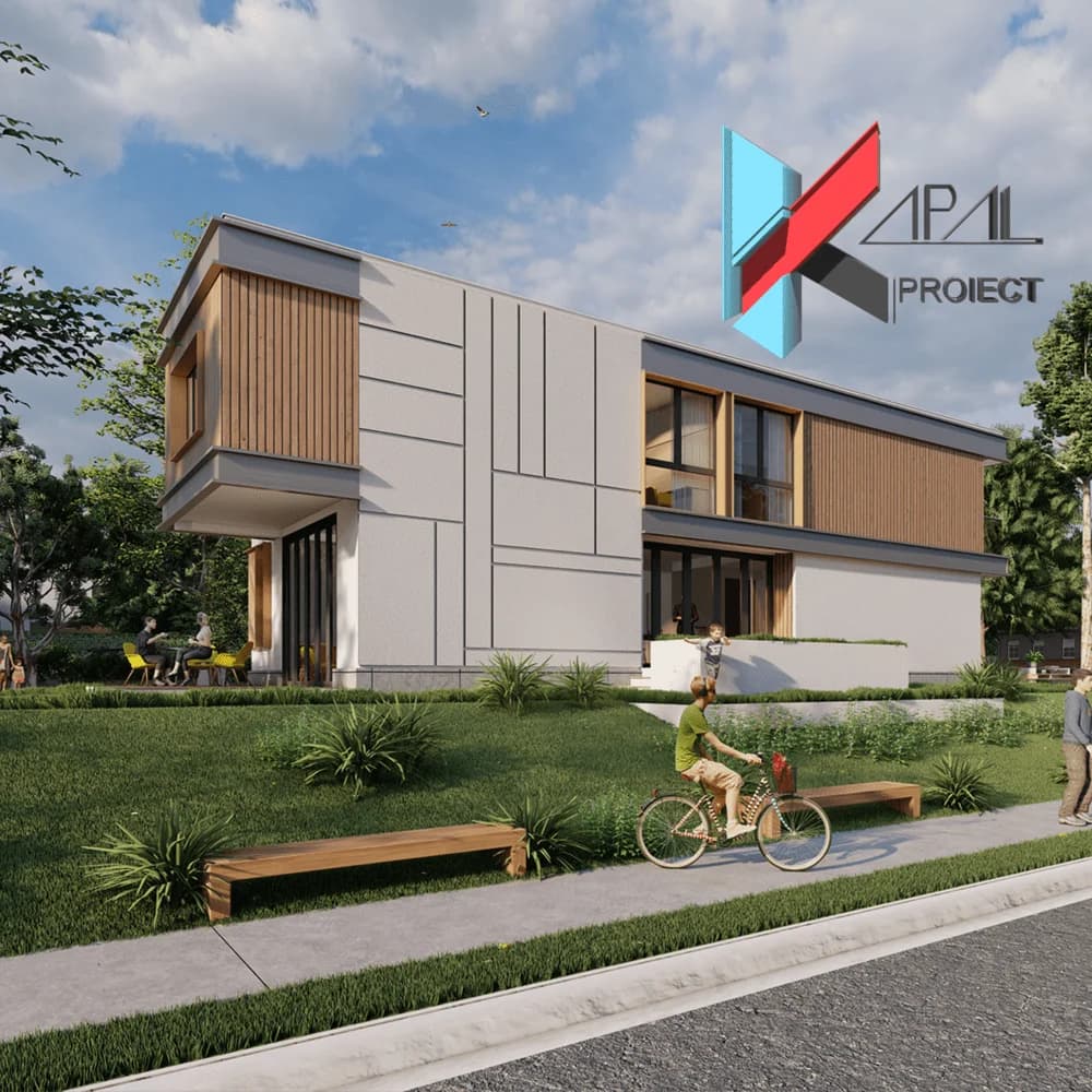 Proiect case modern K054 Locuinta unifamiliala P+1E Constanta - detaliu fatada Kapal Proiect