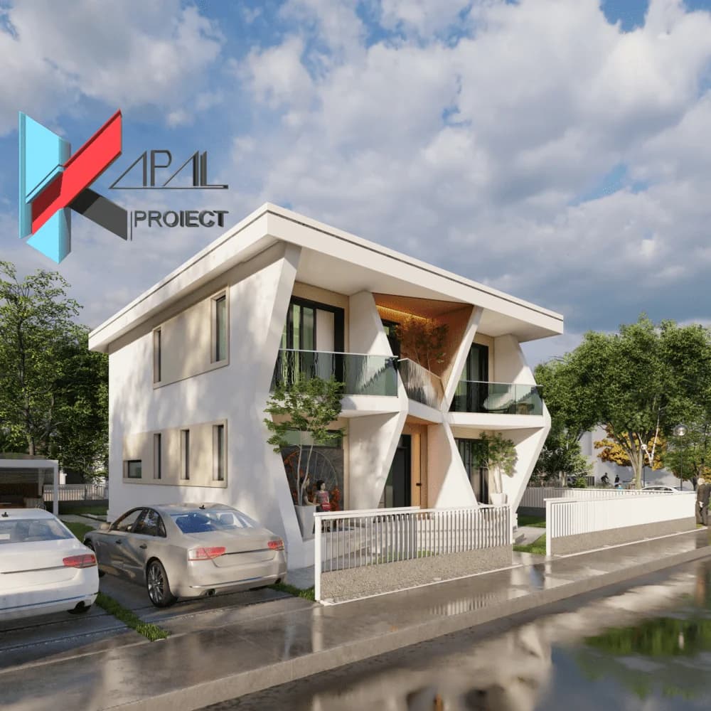 Proiect case modern K043 Locuinta unifamiliala P+1E Constanta - detaliu fatada Kapal Proiect