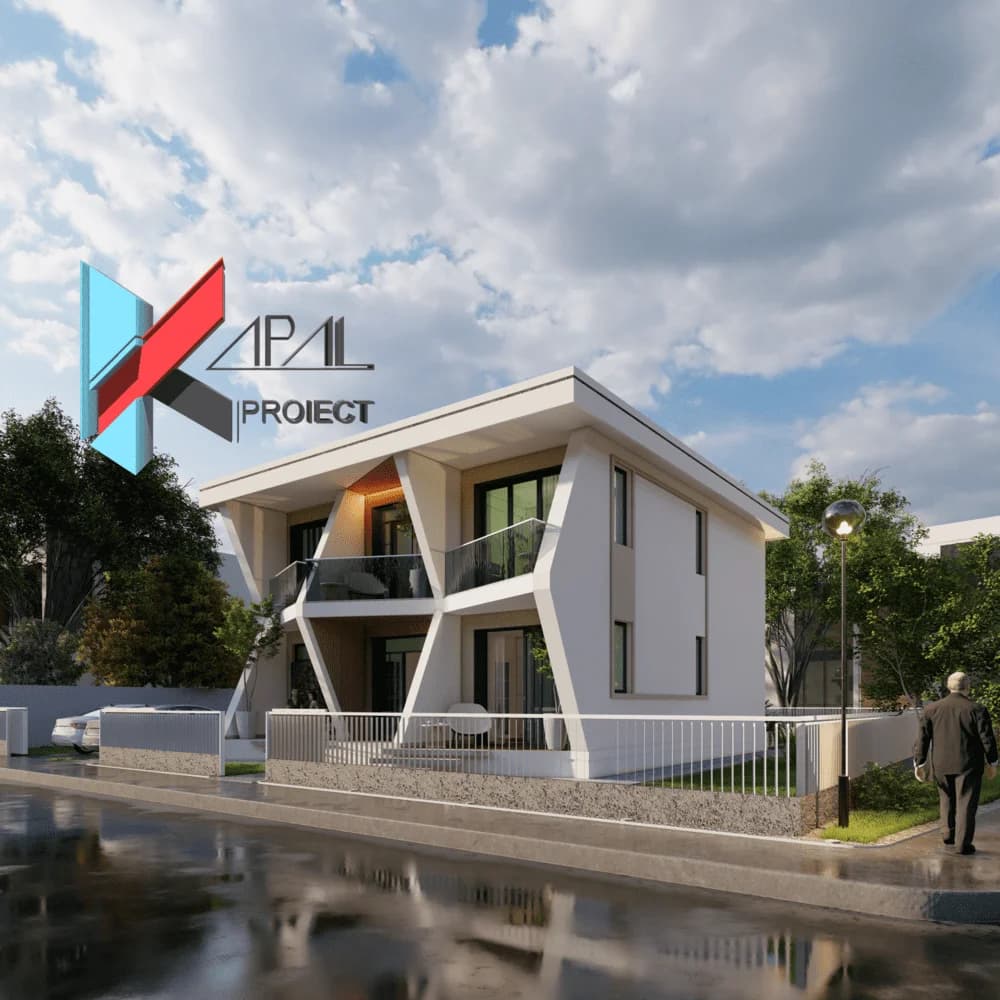 Proiect case modern K043 Locuinta unifamiliala P+1E Constanta - vedere spate Kapal Proiect