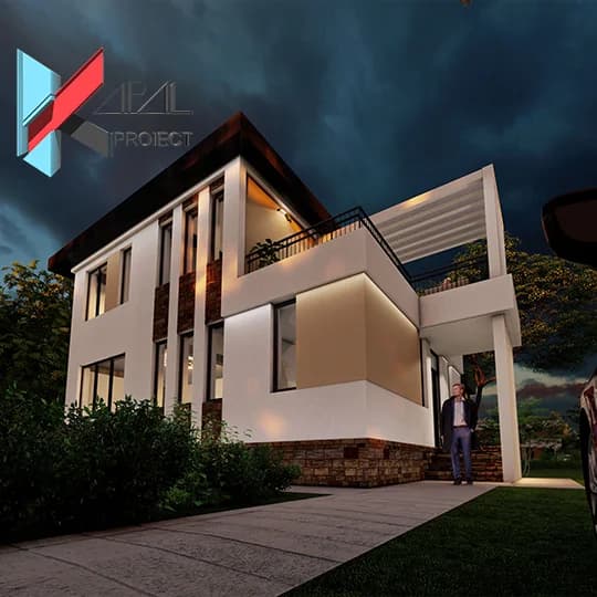 Proiect case modern K053 Locuinta unifamiliala S+P+1E Constanta - detaliu fatada Kapal Proiect