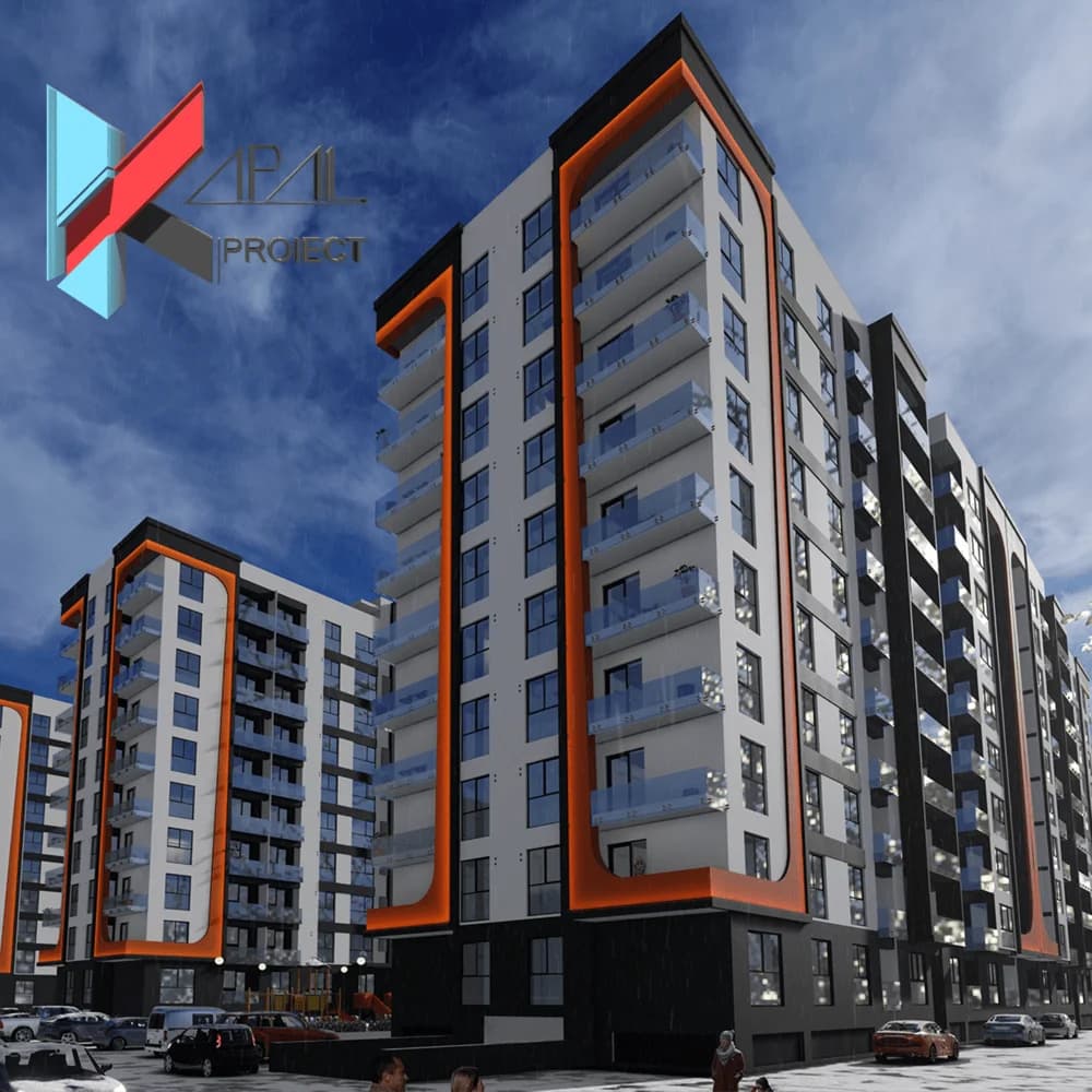 Proiect blocuri modern K061 Locuinte colective D+P+9E Constanta - fatada principala Kapal Proiect