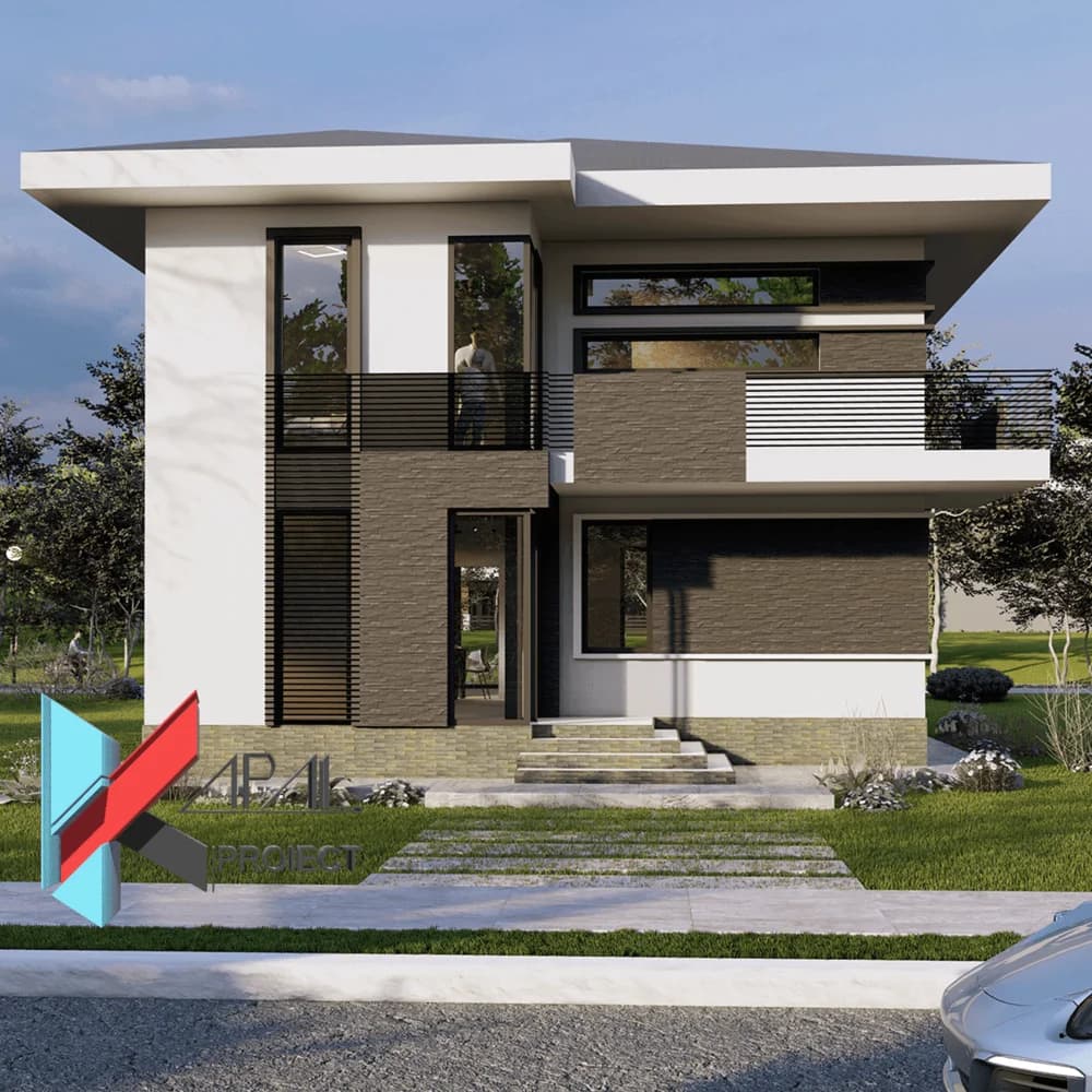 Proiect case modern K063 Locuinta unifamiliala P+1E Constanta - detaliu fatada Kapal Proiect