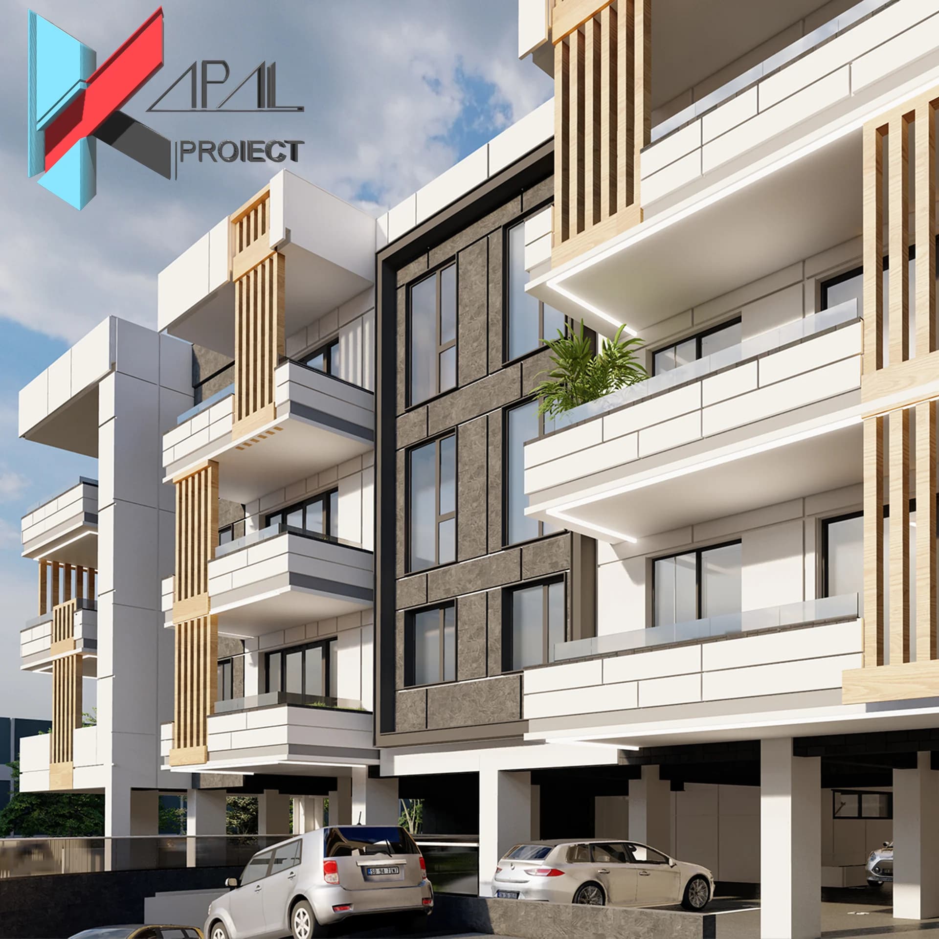 Proiect blocuri modern K070 Locuinte colective S+P+3E Constanta - detaliu fatada Kapal Proiect