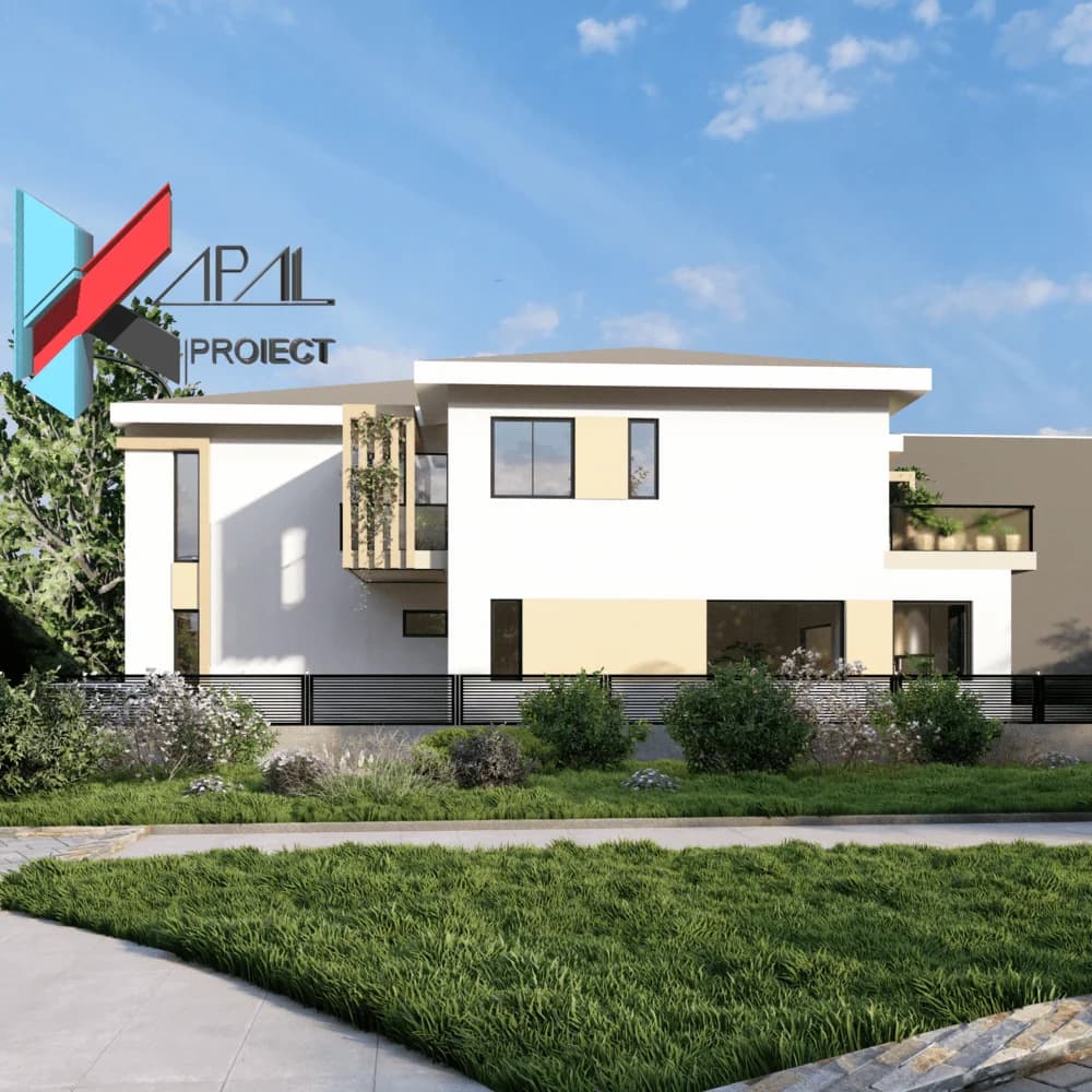 Proiect case modern K072 Locuinta unifamiliala P+1E Constanta - vedere laterala Kapal Proiect