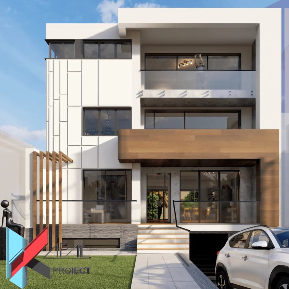 Proiect case modern K073 Locuinta unifamiliala S+P+2E Constanta - fatada principala Kapal Proiect