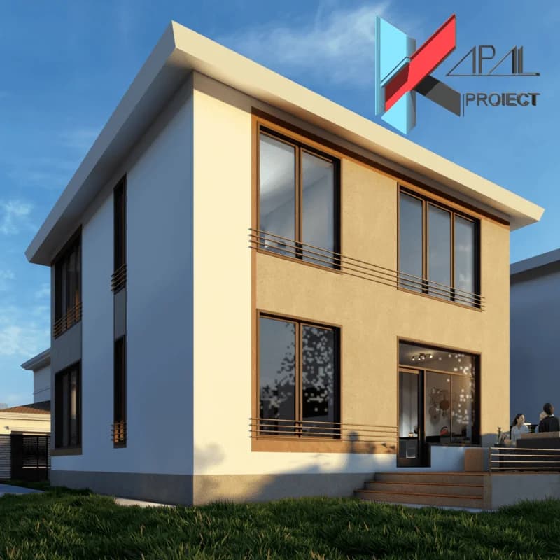 Proiect case modern K074 Locuinta individuala P+1E Constanta - vedere spate Kapal Proiect