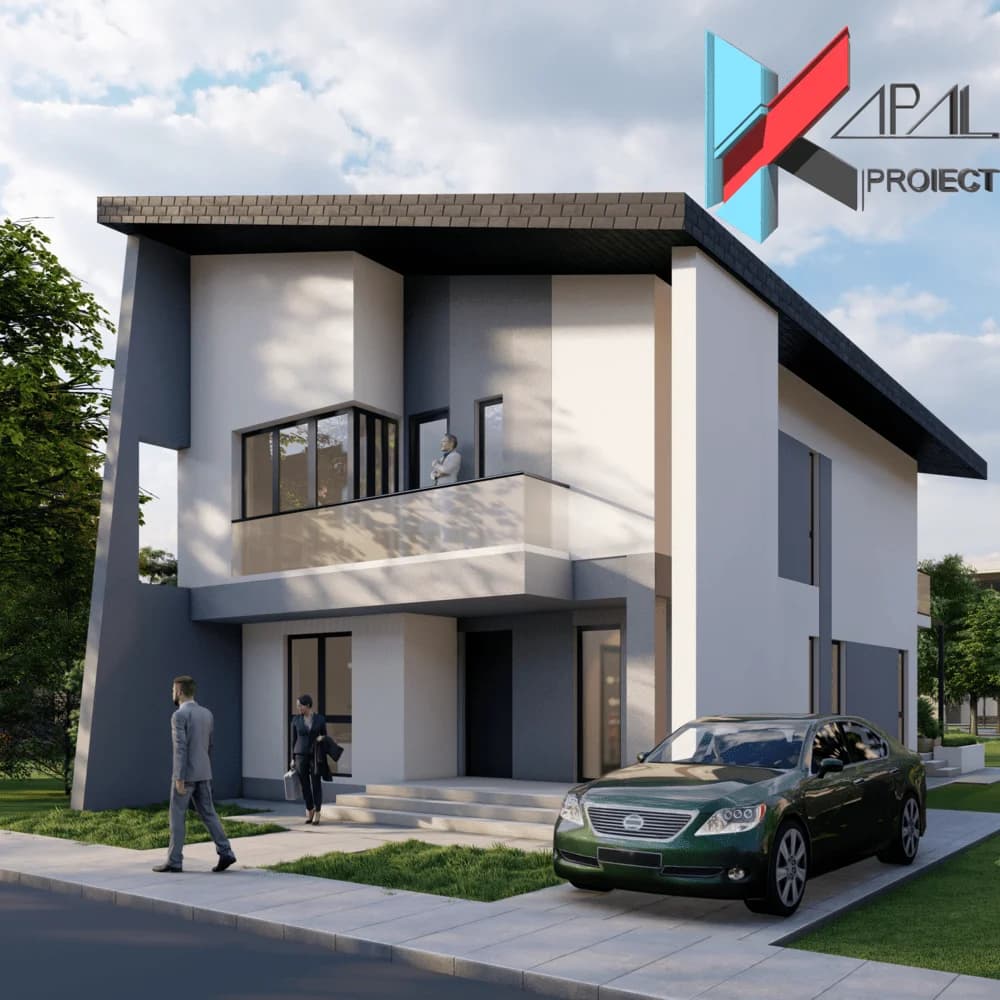 Proiect case modern K075 Locuinta unifamiliala P+1E Constanta - fatada principala Kapal Proiect