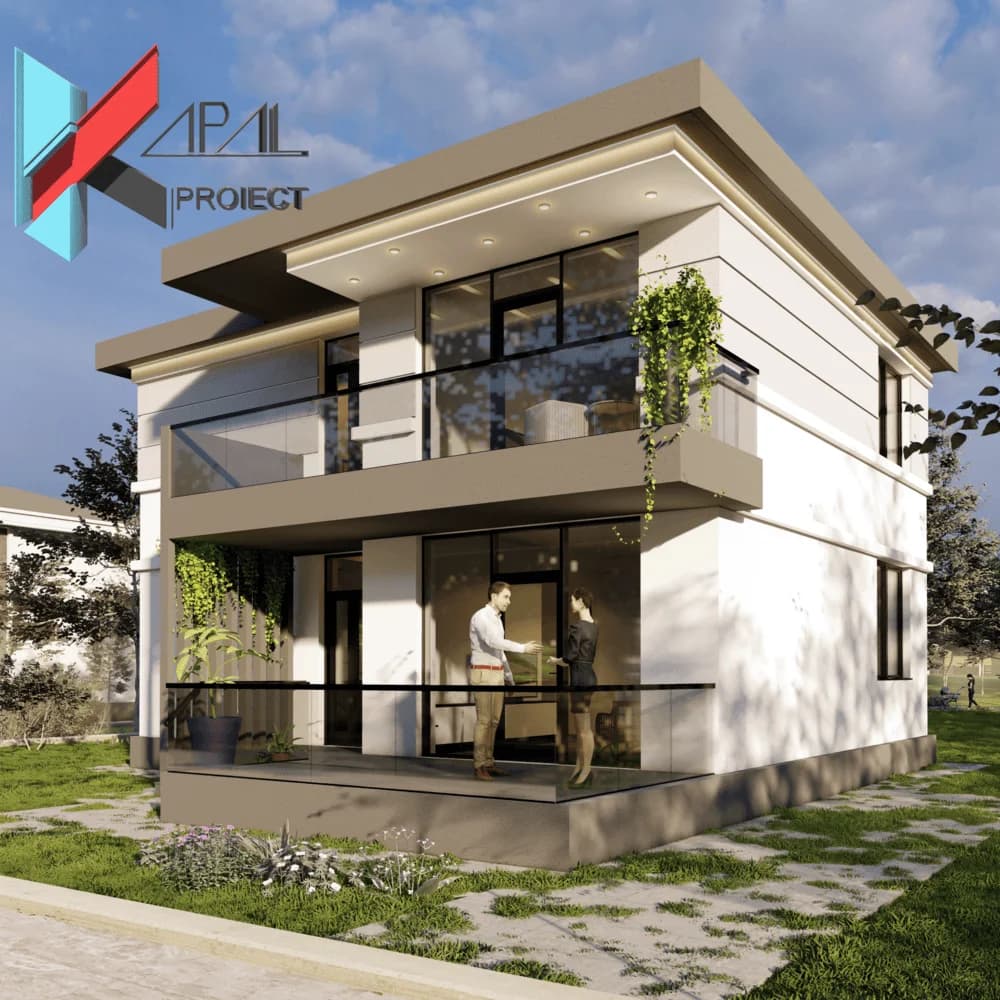 Proiect case modern K078 Locuinta unifamiliala P+1E Constanta - fatada principala Kapal Proiect