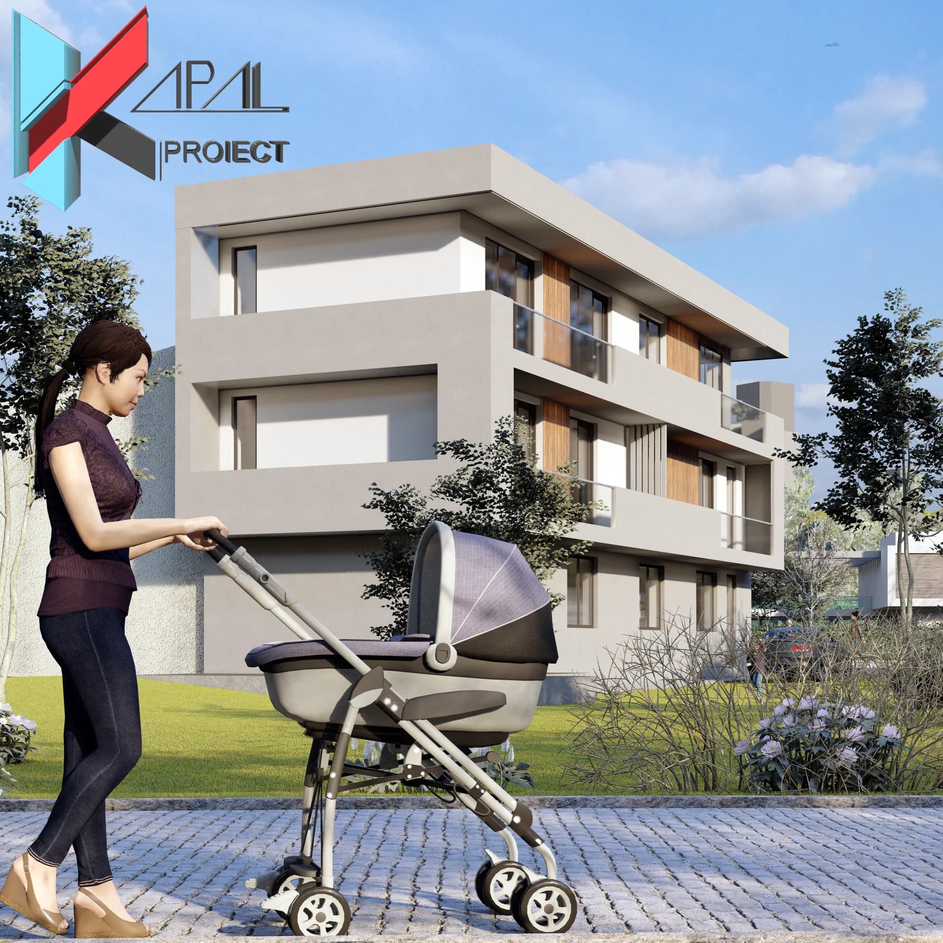 Proiect case modern K081 Locuinta unifamiliala P+2E Constanta - detaliu fatada Kapal Proiect