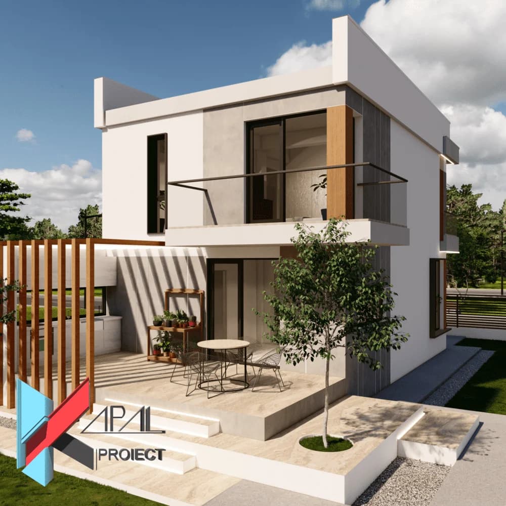 Proiect case modern K090 Locuinta unifamiliala P+1E Constanta - detaliu fatada Kapal Proiect