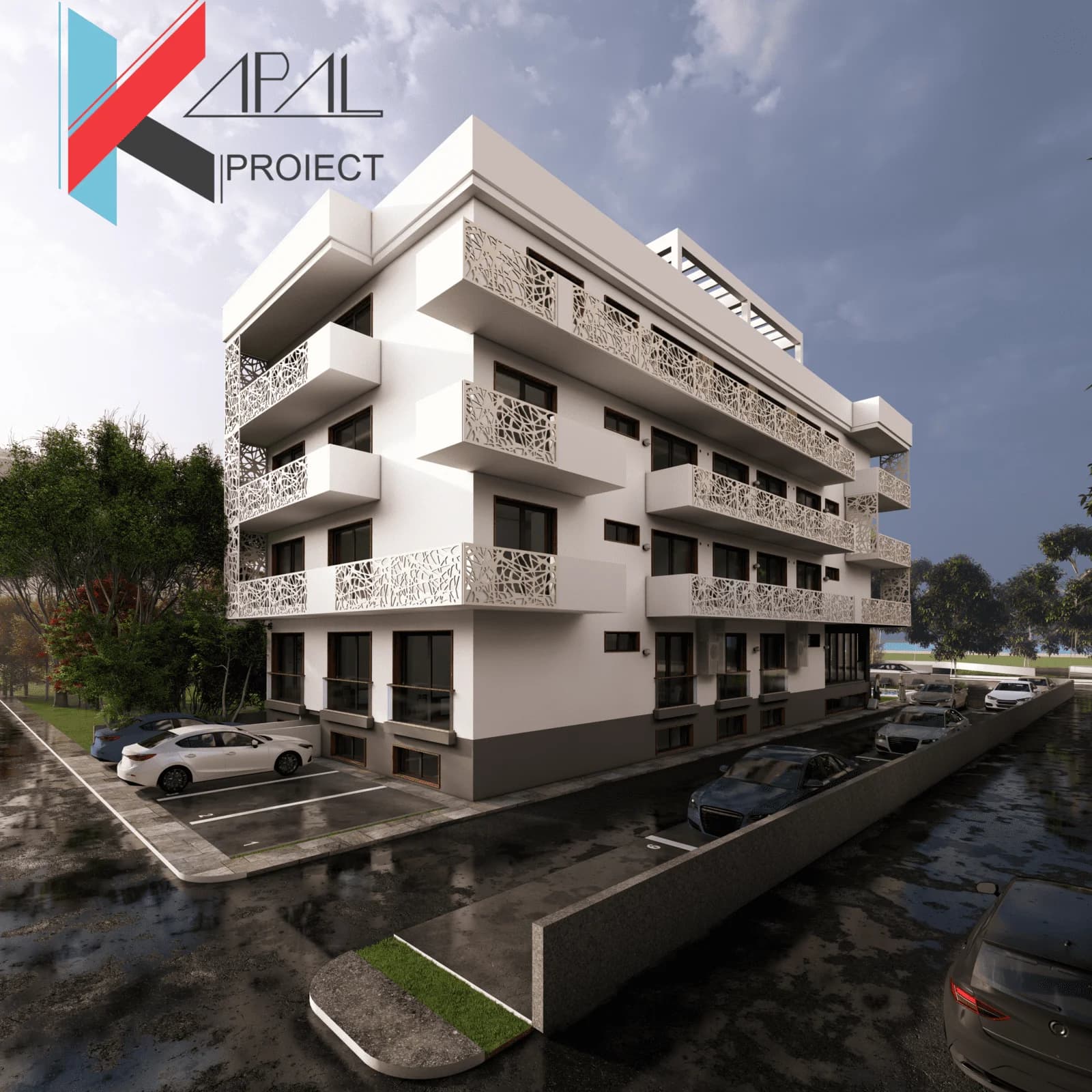 Proiect alte modern K097 Hotel D+P+3E Constanta - vedere spate Kapal Proiect