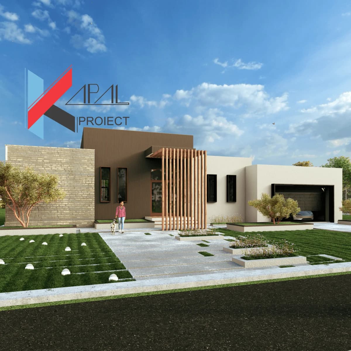 Proiect case modern K098 Locuinta unifamiliala Parter Constanta - fatada principala Kapal Proiect