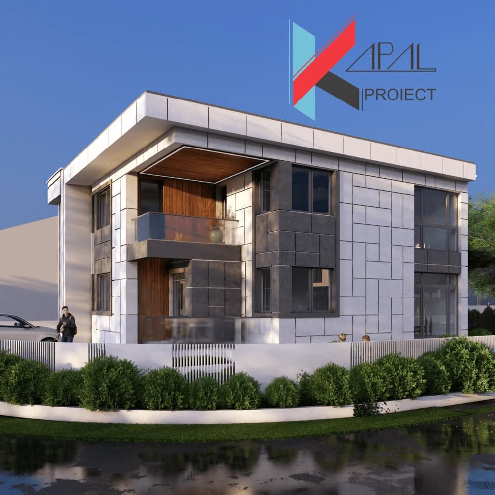 Proiect case modern K104 Locuinta unifamiliala S+P+1E Constanta - detaliu fatada Kapal Proiect