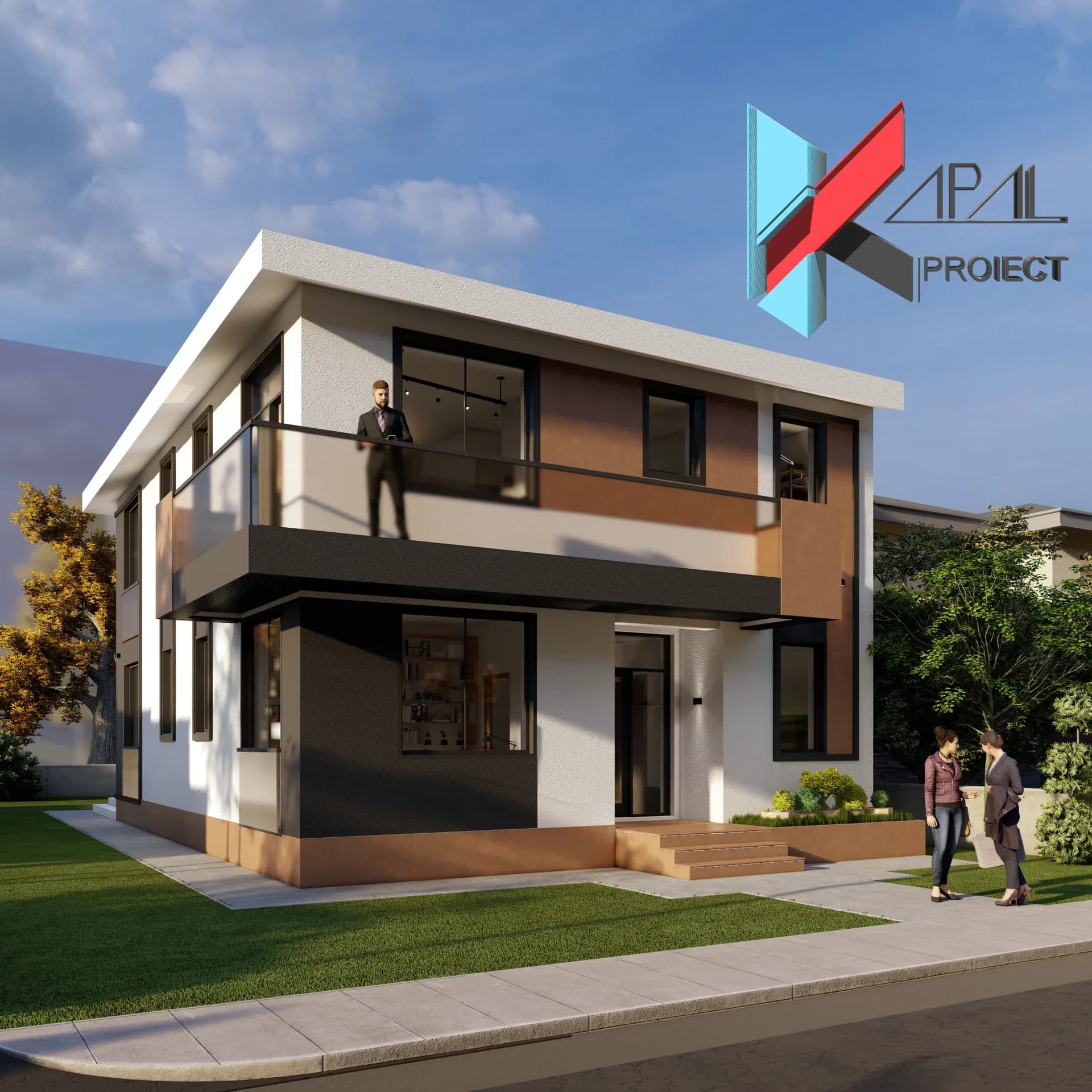 Proiect case modern K106 Locuinta unifamiliala P+1E Constanta - vedere laterala Kapal Proiect
