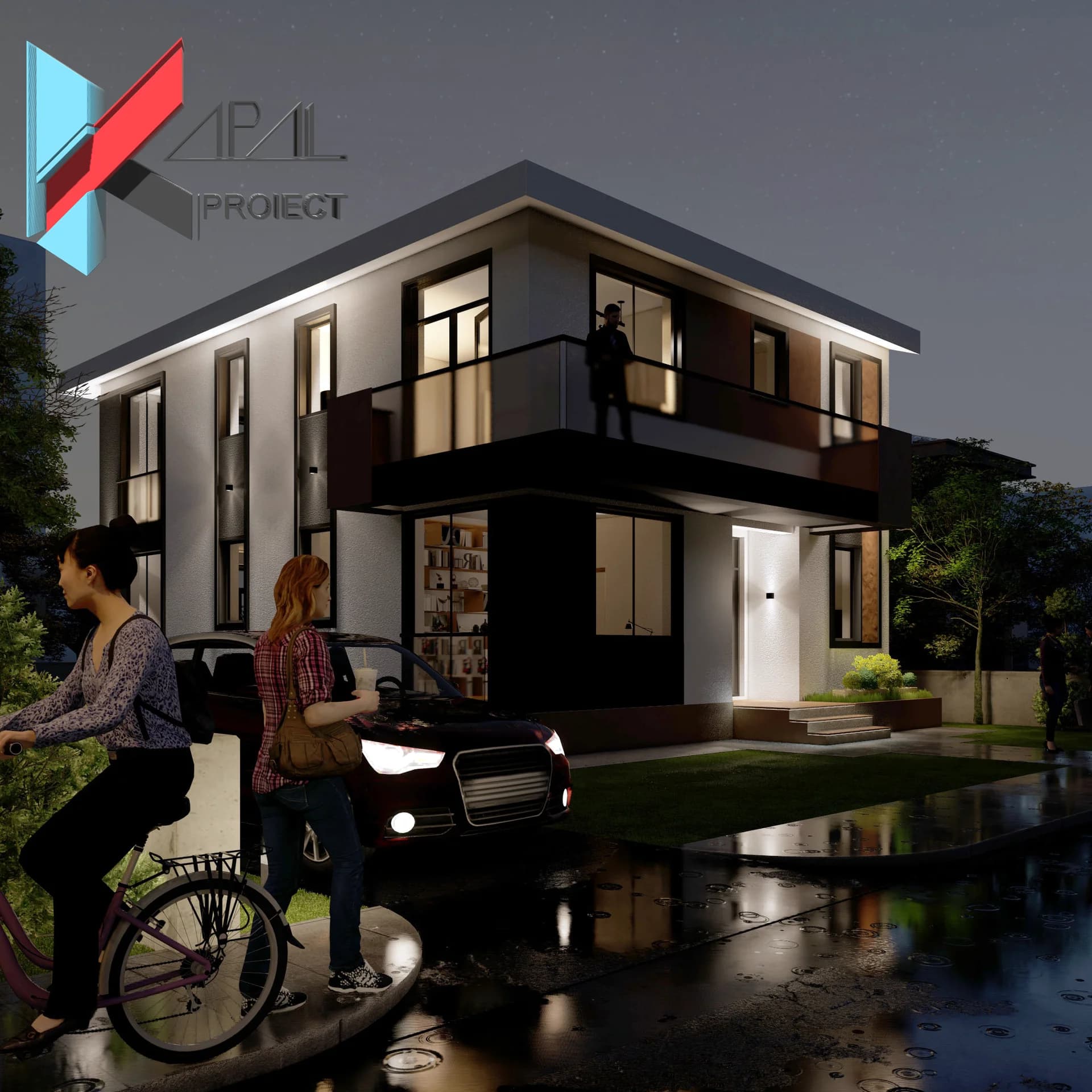 Proiect case modern K106 Locuinta unifamiliala P+1E Constanta - detaliu fatada Kapal Proiect
