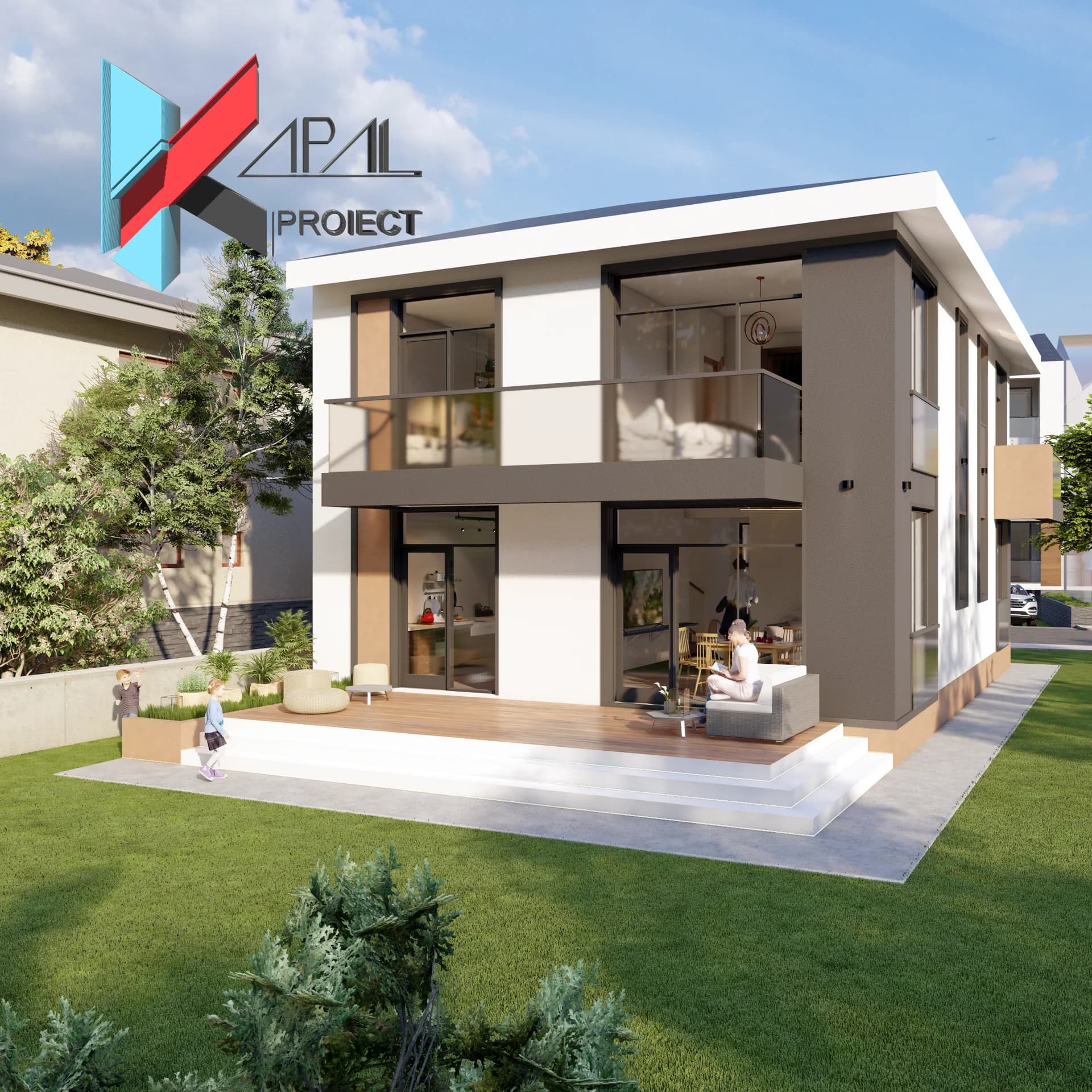 Proiect case modern K106 Locuinta unifamiliala P+1E Constanta - perspectiva exterioara Kapal Proiect