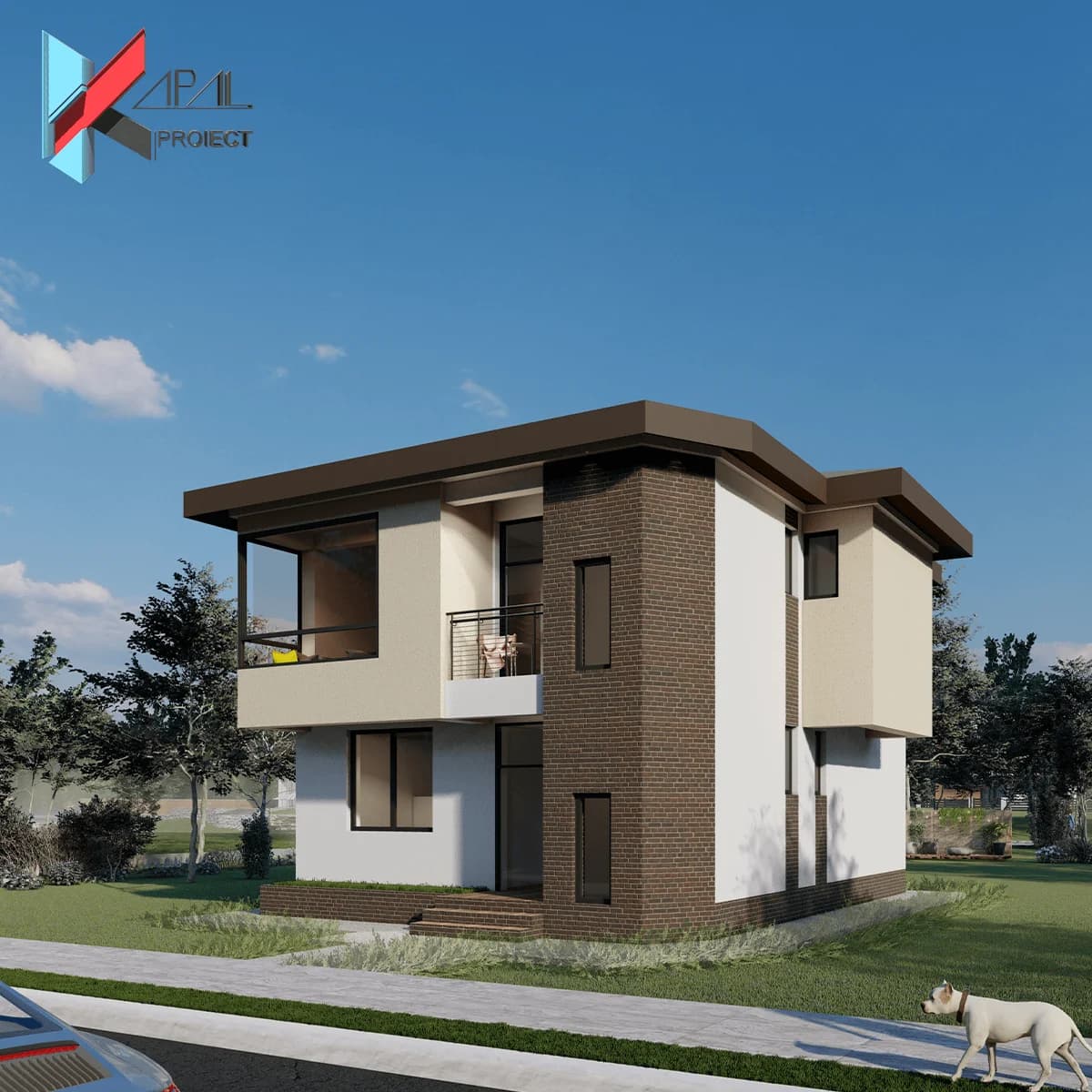 Proiect case modern K109 Locuinta unifamiliala P+1E Constanta - detaliu fatada Kapal Proiect