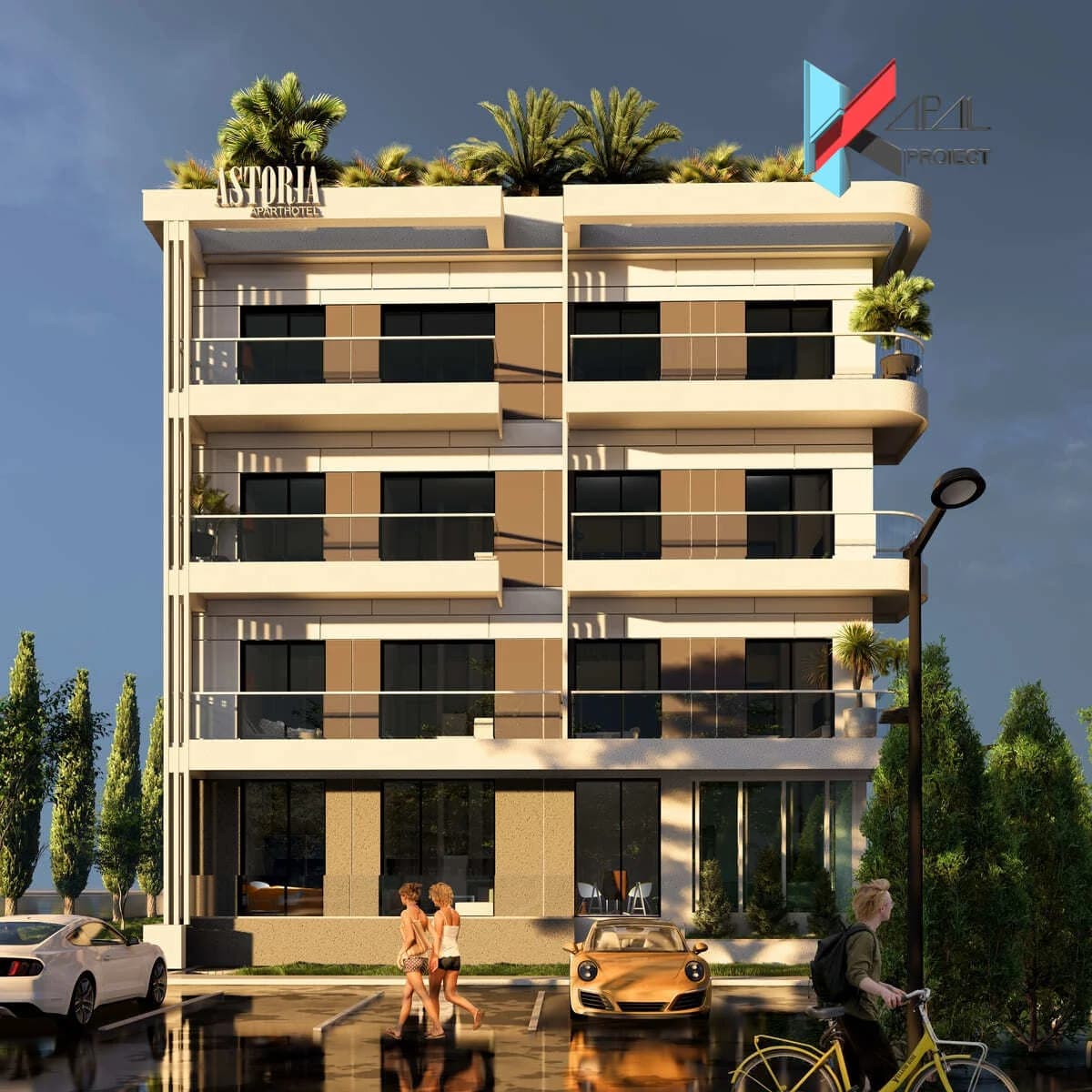 Proiect alte modern K117 Apart-Hotel S+P+3E+T circulabila Constanta - detaliu fatada Kapal Proiect