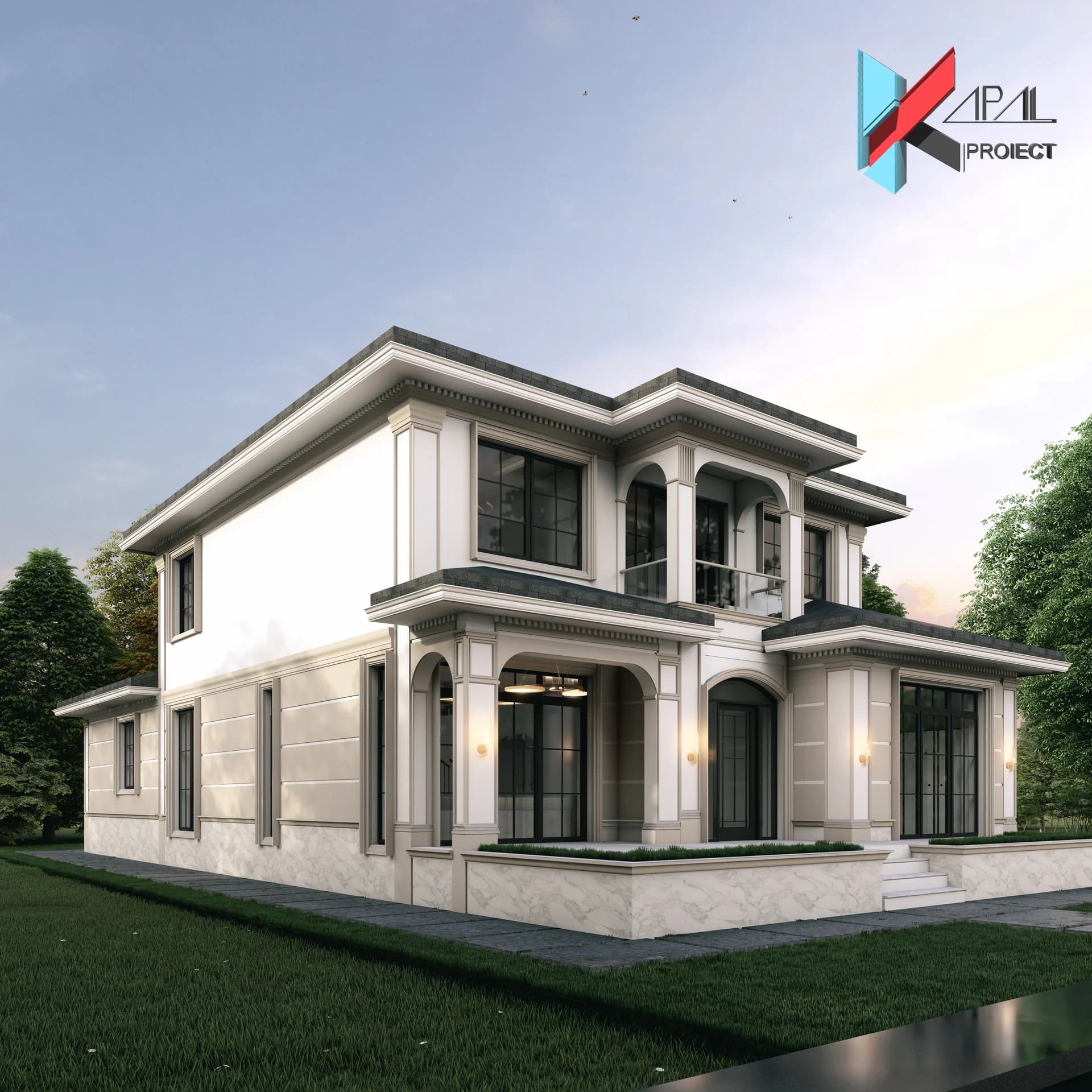 Proiect case clasic K161 Locuinta unifamiliala Sp+P+1E - fatada principala Kapal Proiect