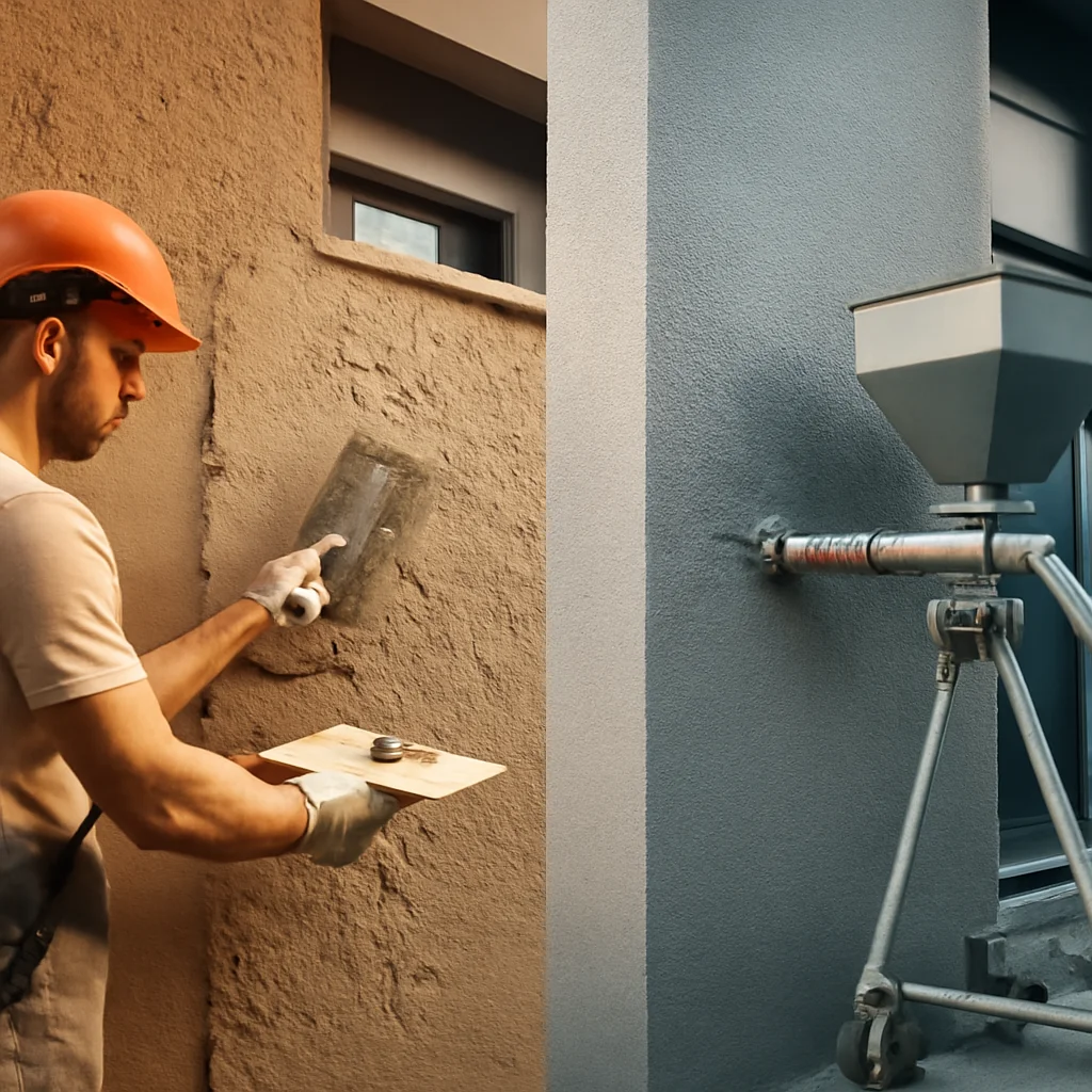 Tencuială mecanizată sau tencuială manuală?